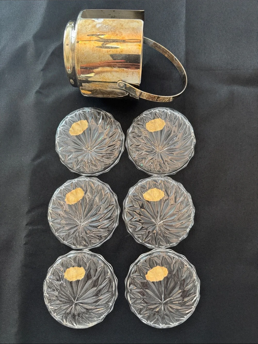 Lead Crystal Coaster Set with Silver-Tone Holder - Clear